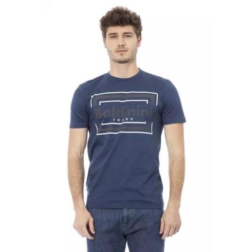 Blauw Katoen Stijlvol T-shirt Baldinini , Blue , Heren