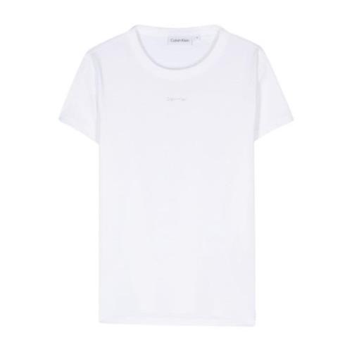 Wit T-shirt met reliëflogo Calvin Klein , White , Dames