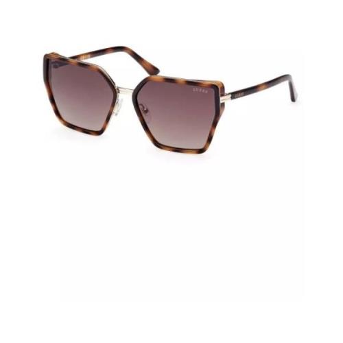 Chique zeshoekige zonnebril met gespoten frame Guess , Brown , Dames