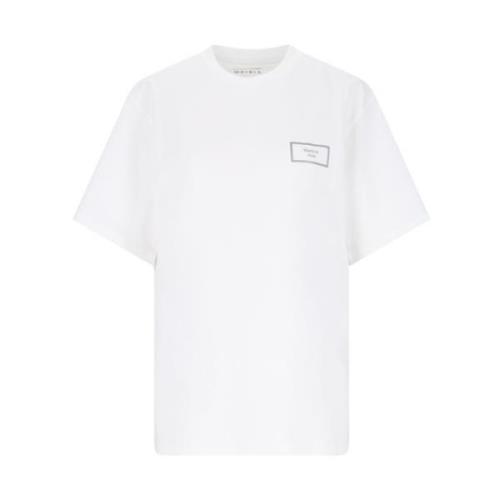 Zilver Logo Wit Katoenen T-shirt Martine Rose , White , Heren