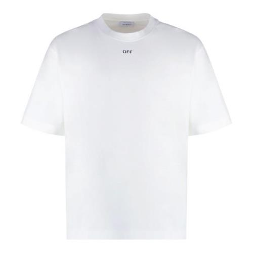 Geribbelde katoenen T-shirt Off White , White , Heren