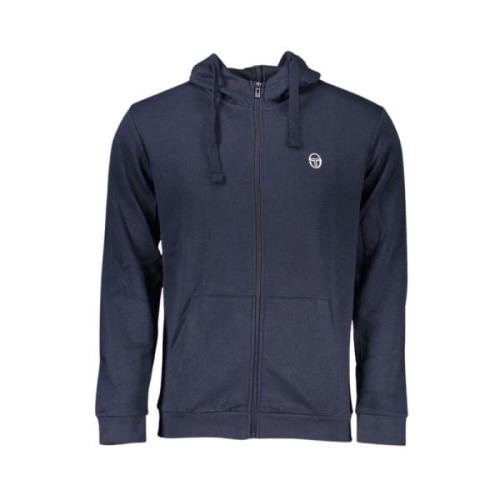 Blauwe hoodie met rits en logo Sergio Tacchini , Blue , Heren