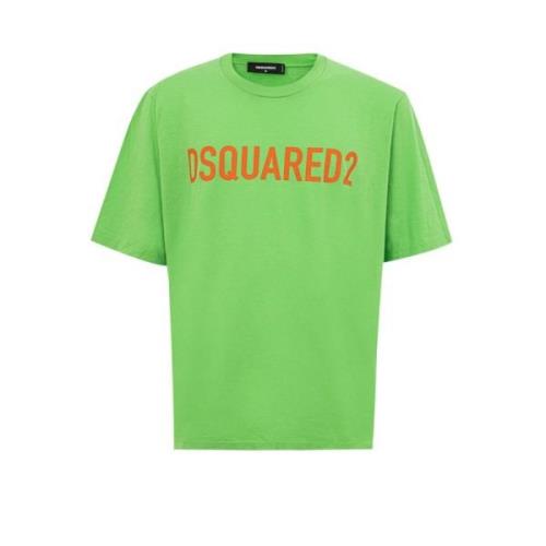 Elektrisch groene katoenen T-shirt voor mannen Dsquared2 , Green , Her...