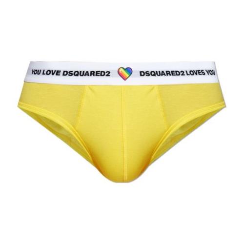 Slips met logo Dsquared2 , Yellow , Heren