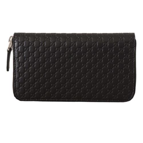 Elegante Zwarte Leren Portemonnee met Rits Gucci , Black , Dames