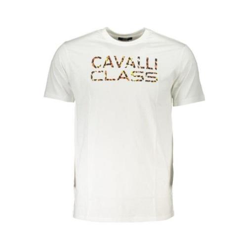 Gedrukt Ronde Hals T-Shirt Cavalli Class , White , Heren