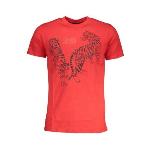 Print Logo Ronde Hals T-Shirt Cavalli Class , Red , Heren