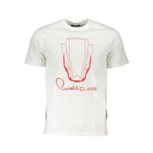 Print Logo Ronde Hals T-Shirt Cavalli Class , White , Heren