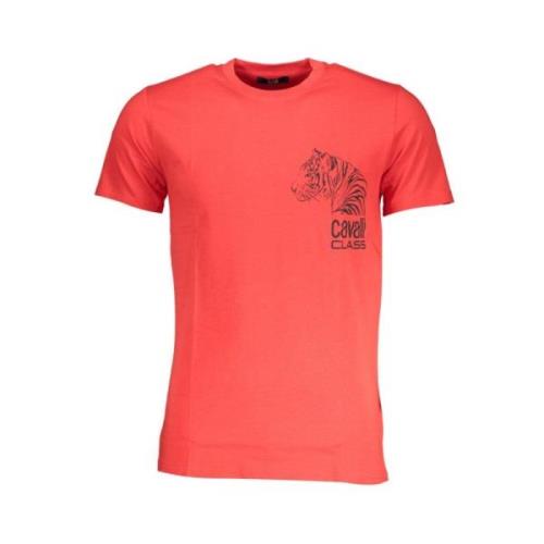 Print Logo Korte Mouw Tee Cavalli Class , Red , Heren