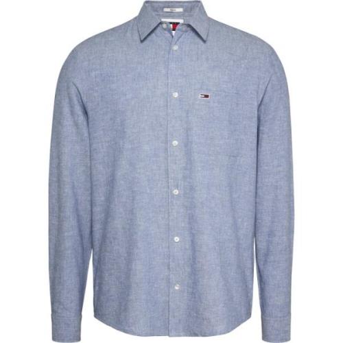 Heldere Blauwe Shirt Tommy Jeans , Blue , Heren