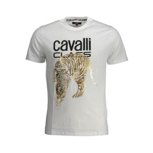 Gedrukt Logo Ronde Hals T-Shirt Cavalli Class , White , Heren