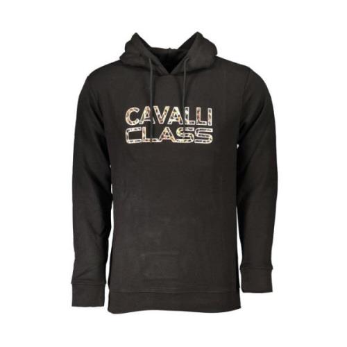 Zwarte hoodie met logoprint Cavalli Class , Black , Heren