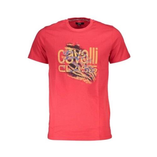 Bedrukt Logo T-shirt Korte Mouw Ronde Hals Cavalli Class , Red , Heren