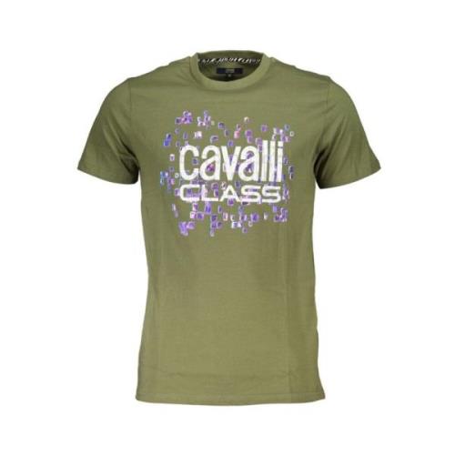 Bedrukt Logo Ronde Hals T-Shirt Cavalli Class , Green , Heren