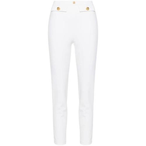 Witte Broek Crêpe Effect Slim Fit Elisabetta Franchi , White , Dames