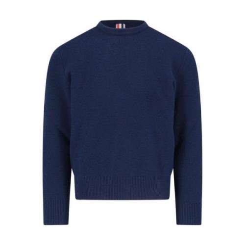 Tricolor Crewneck Sweater Thom Browne , Blue , Heren