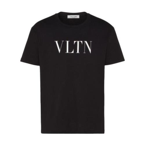 Zwarte Vltn Print Katoenen T-shirt Valentino Garavani , Black , Heren