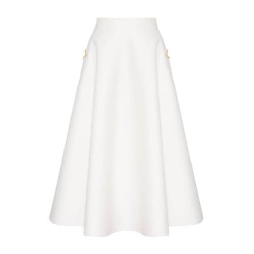 Witte Midi Rok Hoge Taille Uitlopend Valentino Garavani , White , Dame...