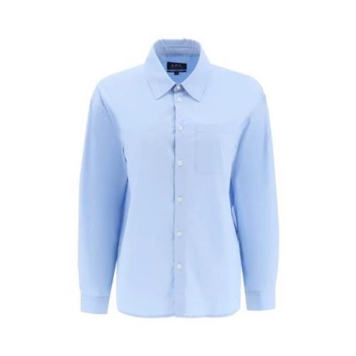 Logo Shirt Lichtblauw Ruimvallend A.p.c. , Blue , Dames