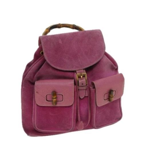 Pre-owned Suede backpacks Gucci Vintage , Pink , Dames