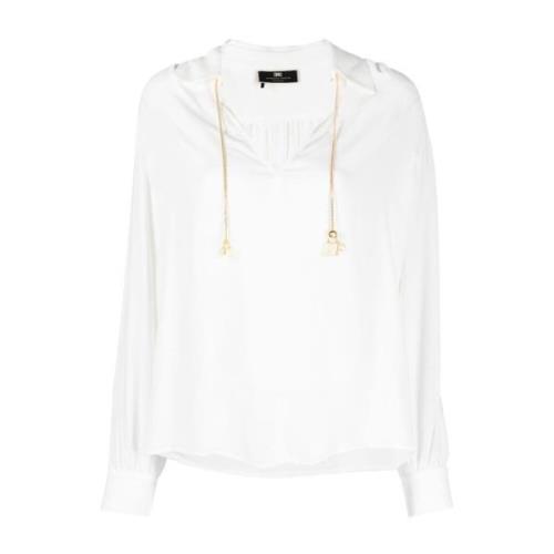 Witte Kettingblouse Crepe Textuur Elisabetta Franchi , White , Dames