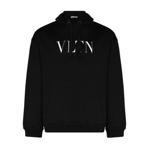 Zwarte Logo Print Hoodie Sweater Valentino Garavani , Black , Heren