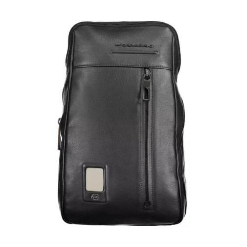 Elegante zwarte leren laptoptas Piquadro , Black , Heren