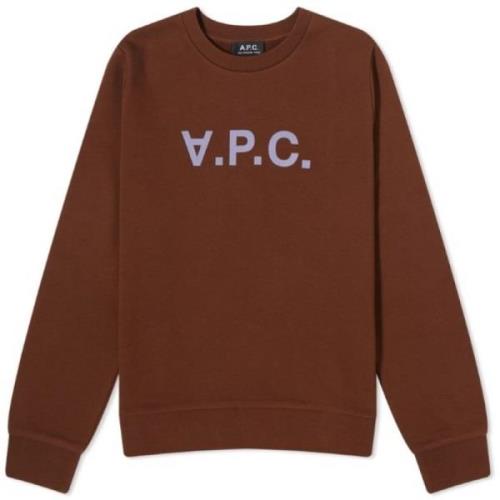 Ronde Hals Sweatshirt Chocolade Logo A.p.c. , Brown , Dames