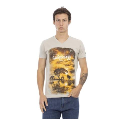 Action V-Neck Logo Tee Trussardi , Brown , Heren