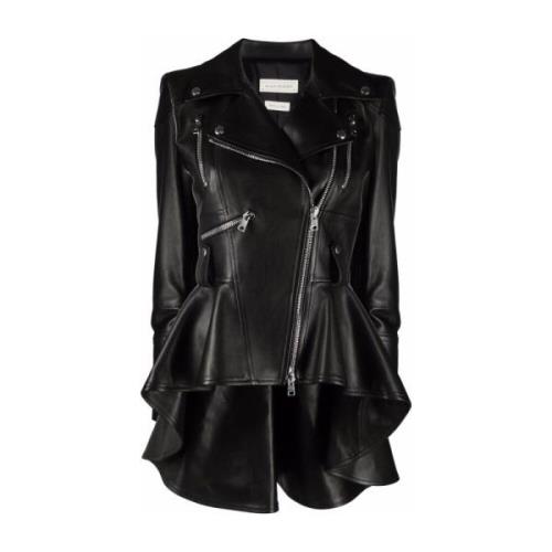 Zwarte Biker Peplum Jas Alexander McQueen , Black , Dames