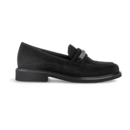 Zwarte Fluwelen Loafers Winterstijl Gabor , Black , Dames