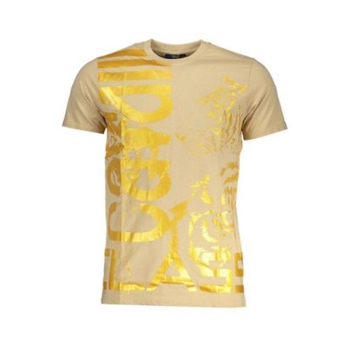 Print Logo Ronde Hals T-shirt Cavalli Class , Beige , Heren