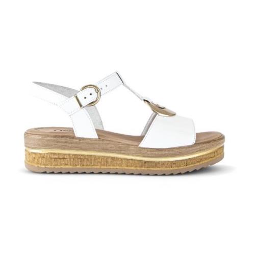 Witte Leren Sandalen Gabor , White , Dames