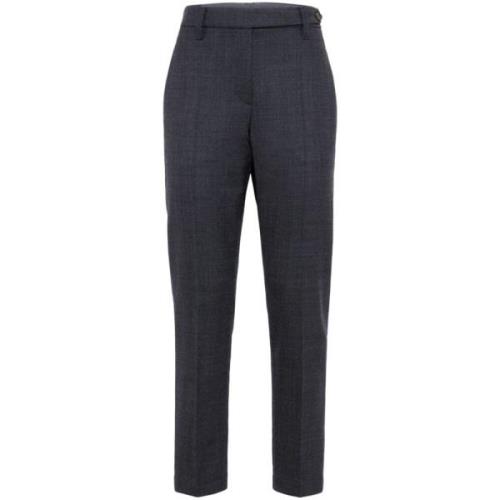 Grijze Wol Crop Broek Brunello Cucinelli , Gray , Dames