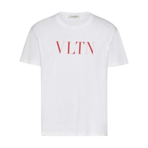 Witte Vltn T-shirt met rode print Valentino Garavani , White , Heren