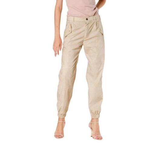 Curvy Cargo Broek in Katoen & Tencel Mason's , Beige , Dames