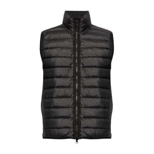 Zwart Puffer Vest Logo Ontwerp Stone Island , Black , Heren