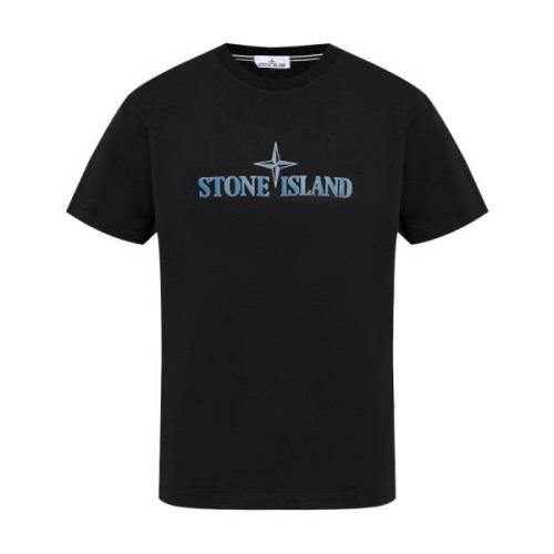 Zwarte Katoenen Jersey Slim Fit Tee Stone Island , Black , Heren