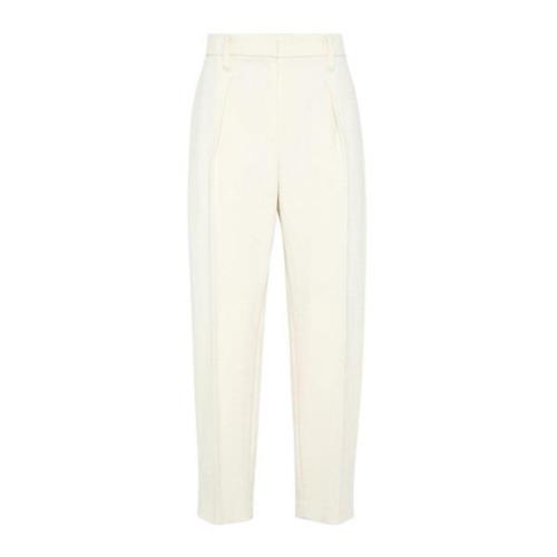 Wijde Plooiende Broek Brunello Cucinelli , White , Dames