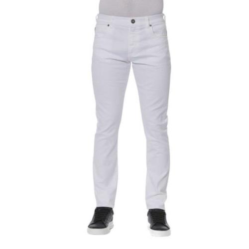 Elegante witte katoenmix jeans Trussardi , White , Heren