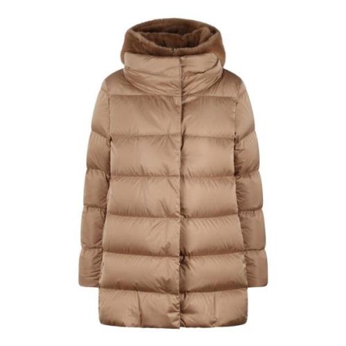 Eco-Fur Dubbele Voorkant Donsjas Herno , Beige , Dames