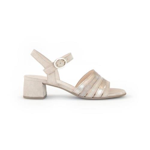 Beige/Gouden Suède Zomer Sandalen Gabor , Beige , Dames