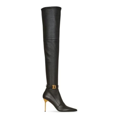 Stretchleren Raven dijlaarzen Balmain , Black , Dames