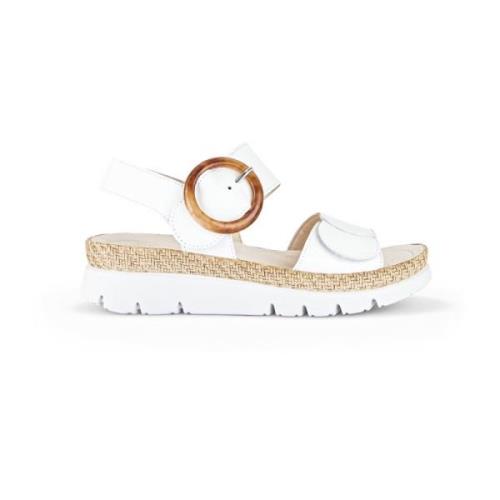 Witte Leren Anatomische Sandalen Gabor , White , Dames