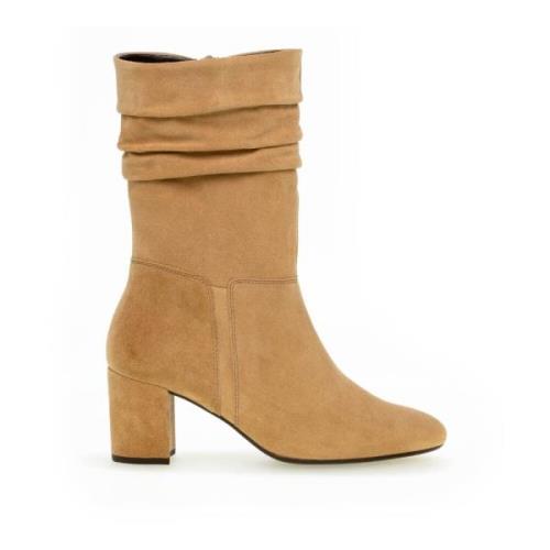 Beige Fluweel Enkellaarzen Gabor , Beige , Dames