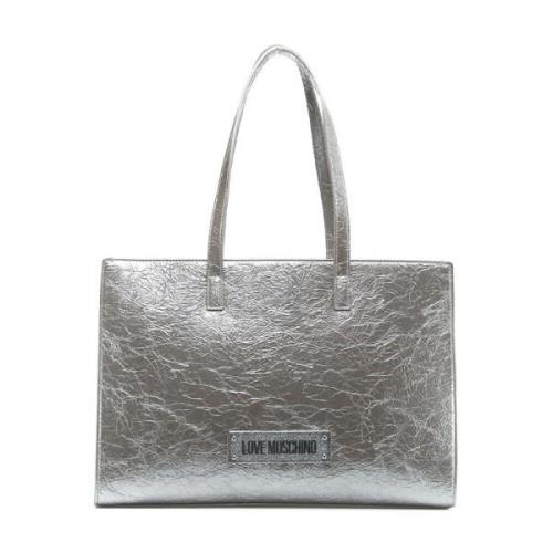 Zilveren Shopper Tas Aw24 Love Moschino , Gray , Dames