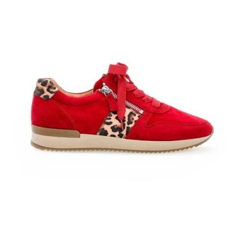 Rode Fluweel Sneakers Gabor , Red , Dames