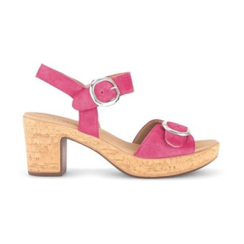 Velours Leren Sandalen Gabor , Pink , Dames