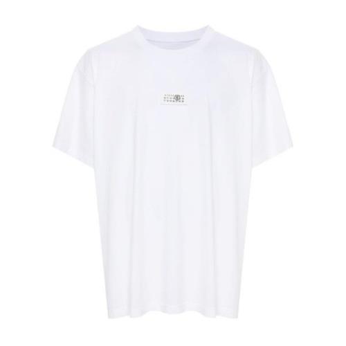 Wit T-shirt met Handtekeningnummers Patch MM6 Maison Margiela , White ...