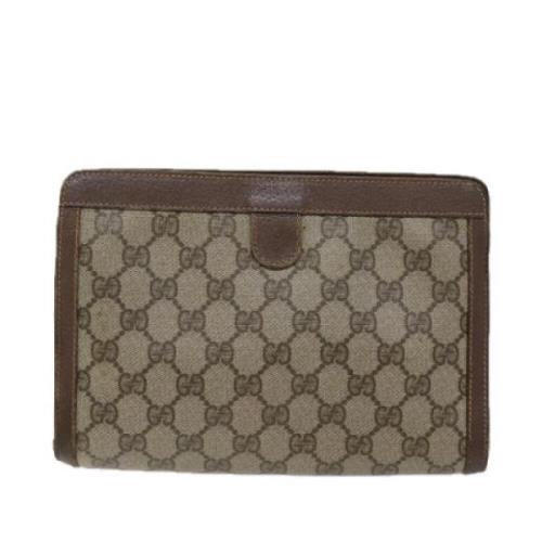 Pre-owned Leather clutches Gucci Vintage , Brown , Dames